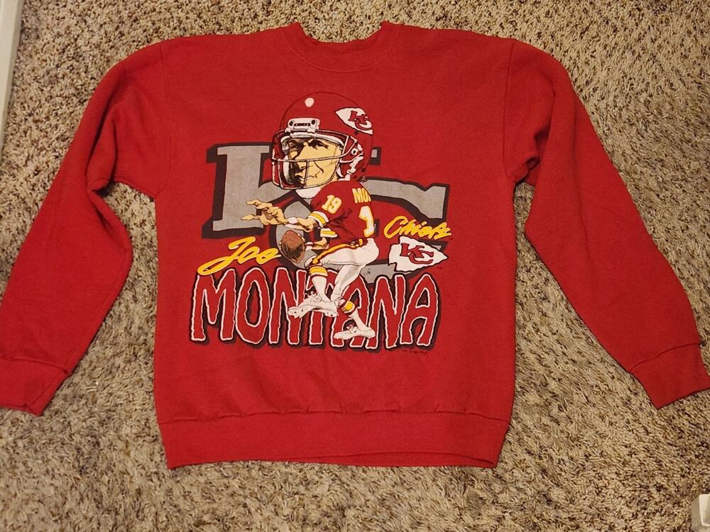 Vintage Joe Montana Toon Sweater Men's M Kansas City Chiefs Pullover Sweater 90s